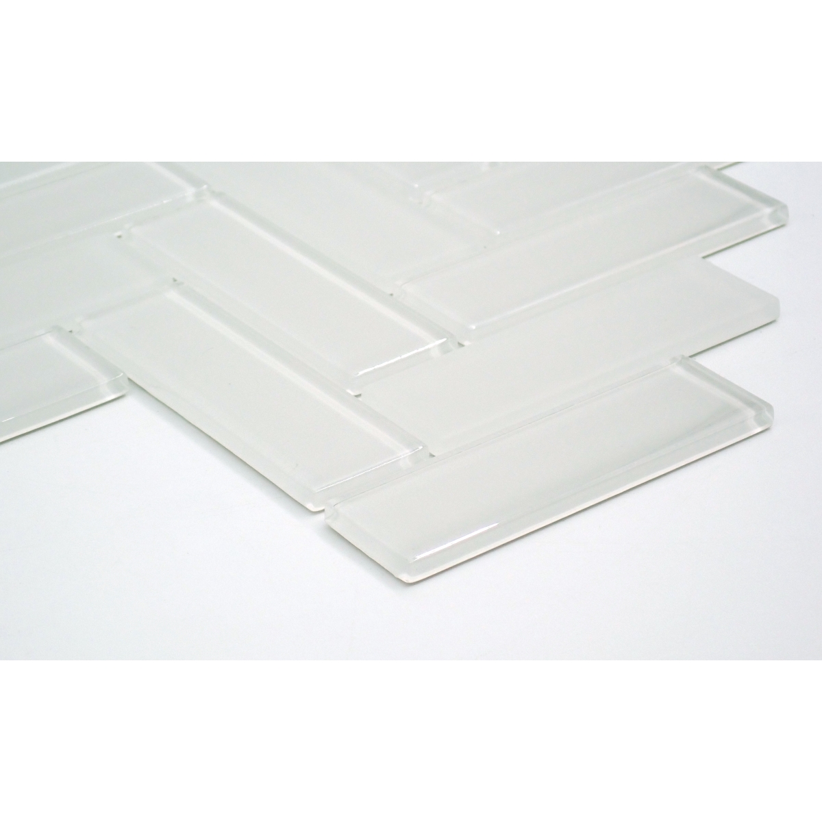 Charisma Herrinbone Mosaic 1013 in Grace glossy glass tile 10x13